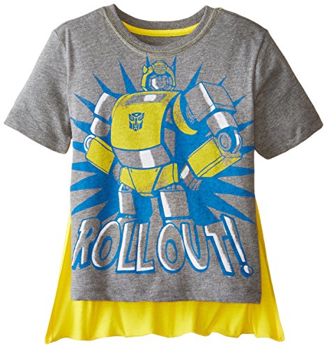 Transformers Little Boys' Bumblebee Roll Out Cape T-Shirt, Grey/Yellow, 4