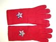 G242, Red Angora Wool Gloves Trimmed with Star American Flag for Men Women and Teens