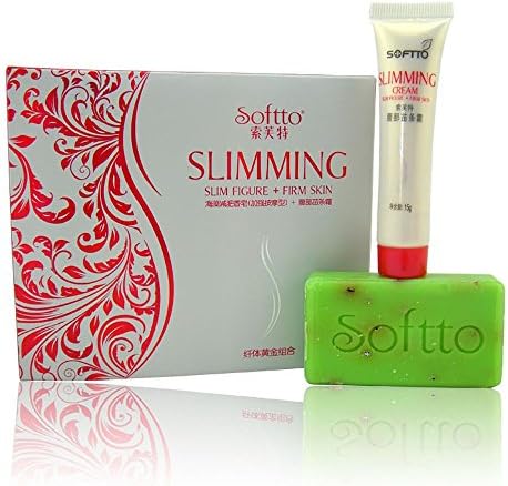 Wash &amp; Slimming Softto Body Lose Weight Set Slimming Cream Fat Burning Soap 50g SLIM FIGURE + 15g FIRM SKIN Cream Seaweed Anti Cellulite Formula