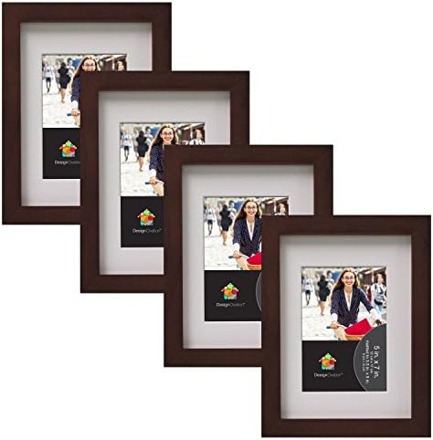 Gallery 5x7 Walnut Brown Wood Picture Frame, Set of 4