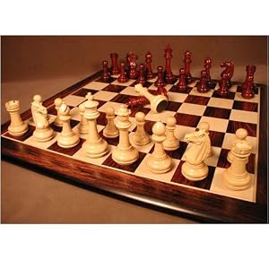 Meghdoot Bud Rosewood Chessmen with Solid Rosewood Maple Thick Board Chess Set by
