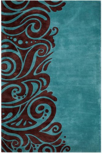 Oceanspray Area Rug, 3'6x5'6, AQUA/BROWN