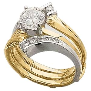 Two Tone Trendy Diamond Ring Guard Enhancer (Center ring is not included)