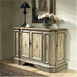 English Garden Antique White Sage Hall Console Cabinet
