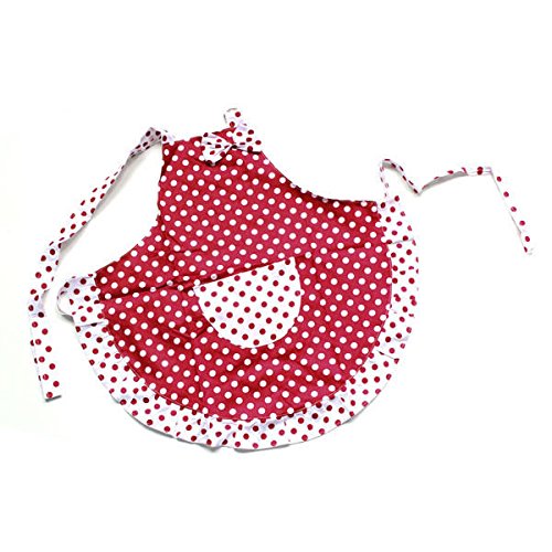 Ainest Boy Girl Kids Princess Children Bow Apron Baking Party Polka Dot Kitchen Cook RedL