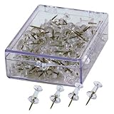 Push Pins, 1/2" Plastic Heads, 3/8" Point, Clear, 100/Box CEB35067