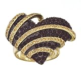 10k Gold Plated Sterling Silver Crystal Round Garnet and Light Topaz Cubic Zirconia Wrap Ring