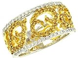 Engraved Pave Yellow/White Diamond Fashion Ring.85cttw