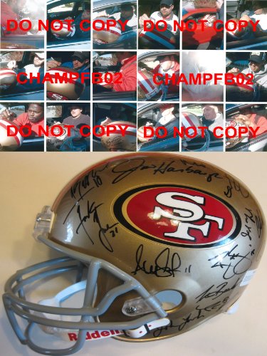 2011 SAN FRANCISCO 49ERS,TEAM,SIGNED,AUTOGRAPHED,RIDDELL FULL SIZE HELMET,WITH PROOF + COA, FRANK GORE AND ALEX SMITH PLUS MORE