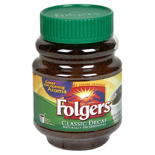 Folgers Classic Roast Instant Decaffeinated Coffee, 8-Ounce Jar (Pack of 6)