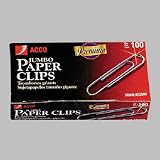 Acco(R) Premium Silverette Paper Clips, Jumbo, Box Of 100