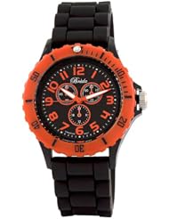 Breda Womens 2290-Black/Orange "Peyton" Trendy Tachymeter Silicone Watch