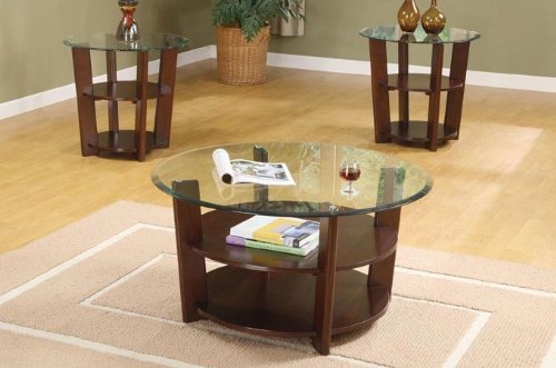 3pcs Coffee and End Table Set with Storage Shelves
