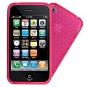 iGloo PREMIUM: CLEAR GEL COVER CASE SKIN WITH CRYSTAL HEXAGON PATTERN FOR THE APPLE IPHONE 3G / 3GS - PINK