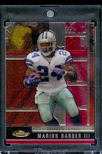 2008 Topps Finest Football Card - Marion Barber Iii / Dallas Cowboys / NFL Trading Card in Protective Display Case!