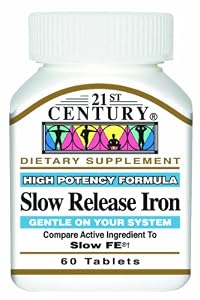 21st Century Slow Release Iron Tablets, 60 Count (Pack of 3)