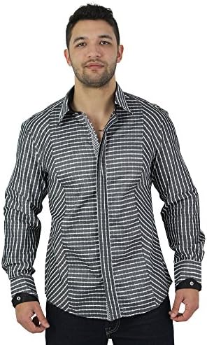English Laundry Mens Checkered Dress Shirt Black Size M