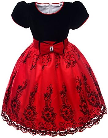 NEW Kid Flower Girl Pageant Wedding Party Birthday Dress Black Red Size 3-8 Z572 (24(available for 3-4 years))