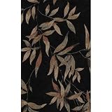 Hand Tufted Carpet Area Rug Floral Vine BLACK 20 X 30