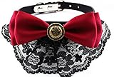 Dogs Kingdom Retro Lace Bow Dog Collar Cat Necklace Pet Bow Tie Red M