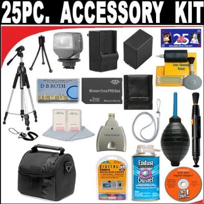 25 PC ULTIMATE SUPER SAVINGS DELUXE DB ROTH ACCESSORY KIT For The Sony DCR-TRV520, TRV840 Memroy Stick Camcorders
