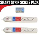 "Smart Strip SCG3 Energy Saving Power Strip With Autoswitching Technology "" 2 PACK "" Use 1 For Your Computer System & Use 1 For Your Entertainment System - ""Great Deal & Great Gift For All Occasions"""