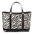 Perlina Zebra Printed Tote with Metallic - Black