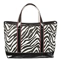 Perlina Zebra Printed Tote with Metallic - Black
