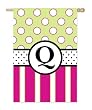 Monogram Peppy Pink & Green Polka Dot Double Sided Garden Size Flag - Q