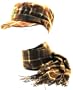 0818CD Brown Plaid Conductor Military Cadet Hat and Super Soft Scarf Matching Winter Set For Women , Medium to Large One size. FREE SHIPPING