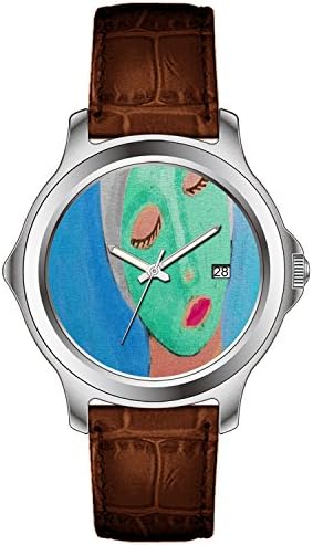 TXMY Unique Pattern Watches Fashion Leather Strap Band Calendar Display Watch Cucumber Facial