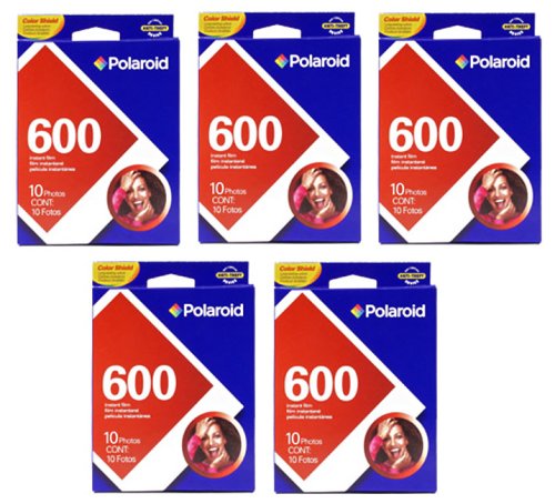 Polaroid 600 Pack of FIVE (5) Instant Film - 50 Photos