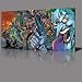 DC COMICS: Batman & Enemies, 32" Panoramic Gallery Framed Canvas Art,Ready To Hang,NEW