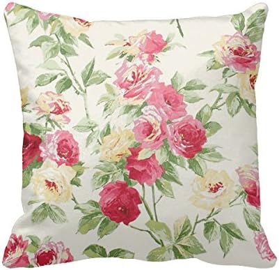Decorative Cotton Square Throw Pillow Case Cushion Cover Pink Rose Green pillowcase For Sofa