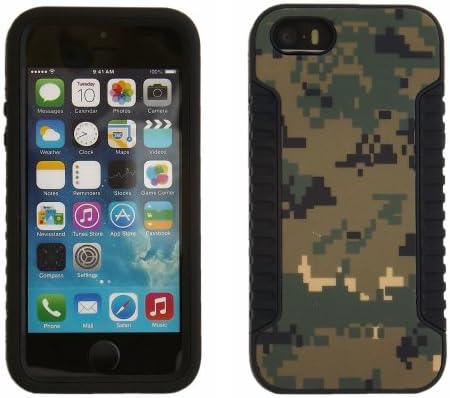 (Black/Black Military) Cell Accessory Shack (CAS) Rugged Tough Hard TPU and Soft Silicon Hybrid Case Cover Apple iPhone 5 and 5S