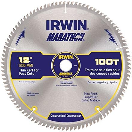 IRWIN Tools MARATHON Carbide Table / Miter Circular Blade, 12-Inch, 100T (14084) by IRWIN
