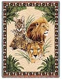 Big Cats Lion Leopard Cheetah Cotton Tapestry Throw Blanket