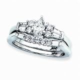 14K White Gold 1 ct. Diamond Engagement Set