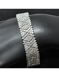 22.2ct Real Diamond Ladies Tennis bracelet Fancy Link 14K White Gold 16.5mm New