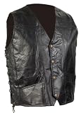 Diamond PlateTM Genuine Leather Biker Vest in black