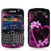 Purple Love Design Crystal Hard Skin Case Cover for Blackberry Bold 9700 9780 Phone by Electromaster