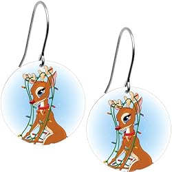 Christmas Lights Reindeer Earrings