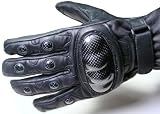 MOTORCYCLE GLOVES CARBON KEVLAR LEATHER BLACK