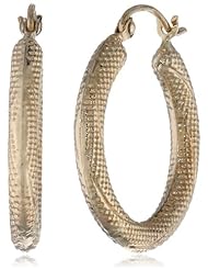 10k Yellow Gold 2.6 x 3.3 Diamond Cut Hoop Earrings