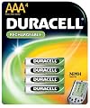 Duracell DC2400B4N Rechargeable Batteries, NiMH, AAA Size, 4-Count Packages (Pack of 2)