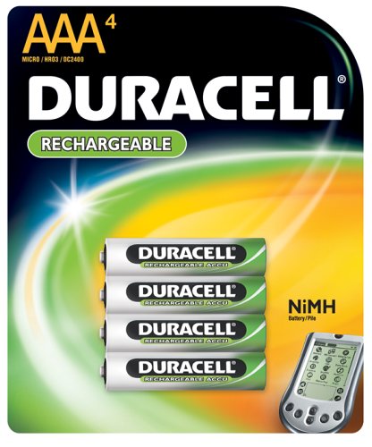 Duracell DC2400B4N Rechargeable Batteries, NiMH, AAA Size, 4-Count Packages (Pack of 2)