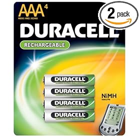 Duracell DC2400B4N Rechargeable Batteries, NiMH, AAA Size, 4-Count Packages (Pack of 2) by 
