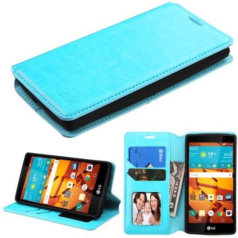 LG Volt 2 case, LG Magna case, LG Volt 2 LS751 H502F H500F G4C (not fit 1st Volt LS740) by iViva Designed Luxury Magnetic Wallet Case PU Leather Credit Card Holder Flip Cover + A Perfect Cut HD LCD Screen Protector Shield (Leather Blue MyJacket)