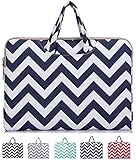 Mosiso - Chevron Blue Canvas Fabric 11-11.6 Inch Laptop / Notebook Computer / MacBook Air Briefcase Carry Case, Chevron Blue