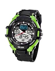 Pixnor® Alike Unisex Double Movement Quartz Watch with Date /Alarm /Timer /Night Light (Green)